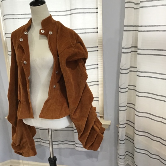 A.W.A.K.E Mode Women Size 36 Octopus Rust Corduroy Jacket Cotton Button Front - Picture 3 of 14